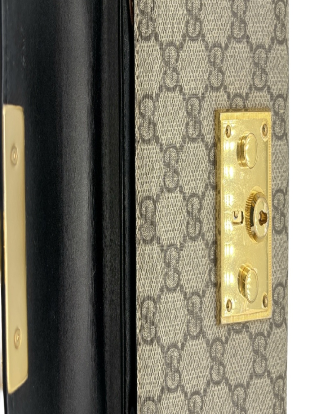 Gucci Padlock GG Supreme Small Chain Shoulder Bag Black Leather Gold Hardware - Picture 8 of 13